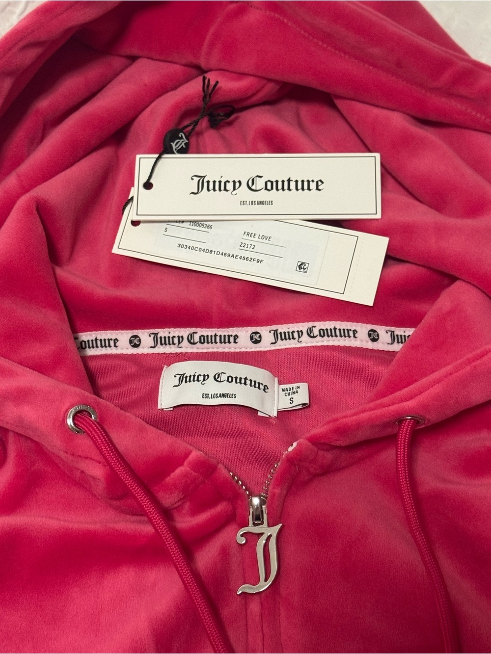 Juicy Couture Hot Pink Velour Rhinestone Logo Hoodie & Pants Set - Picture 3 of 4